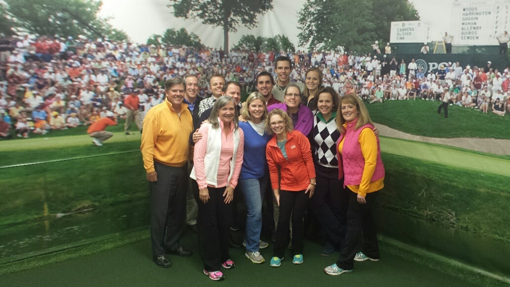 Team building during a Links and Drinks event at Hazeltine National Golf Club