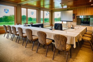 Corporate meeting in the Gallery overlooking the golf course at Hazeltine National Golf Club
