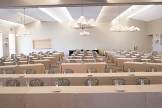 Large business meeting in the ballroom at Hazeltine national Golf Club
