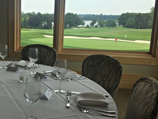 Business dinner overlooking the golf course at Hazeltine National Golf Club