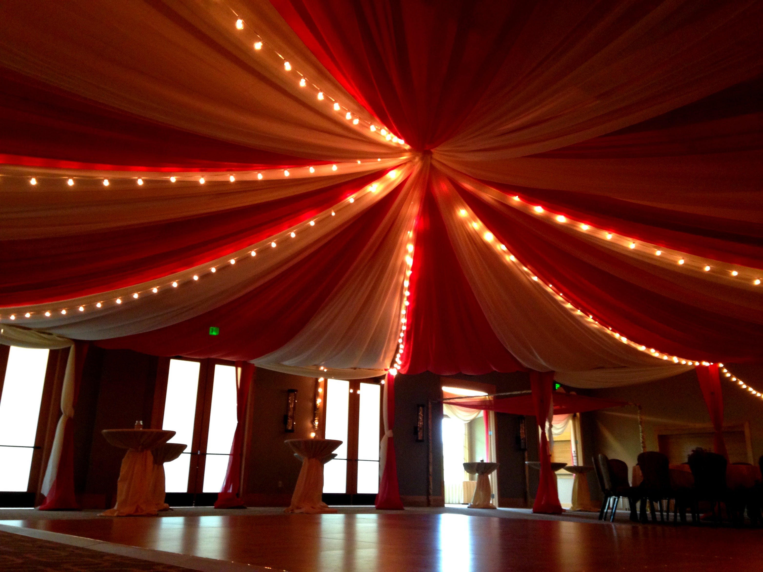 The ballroom at Hazeltine National Golf Club decorated with a circus theme for a fundraising gala