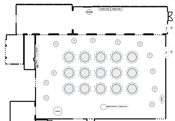 Hazeltine Ballroom set for 150