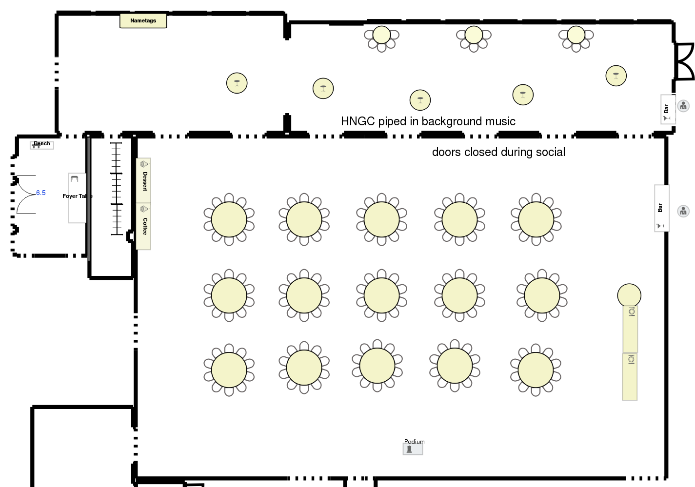 Hazeltine Ballroom set for 165