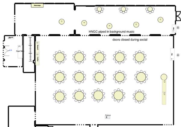 Hazeltine Ballroom set for 165