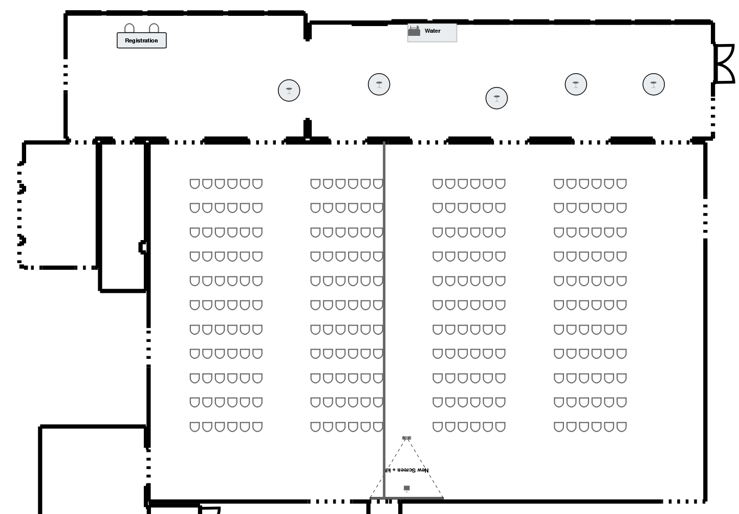 Hazeltine Ballroom set for 270 Classroom
